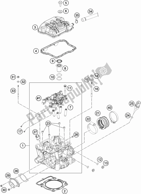 All parts for the Cylinder Head of the Husqvarna FE 350 2018