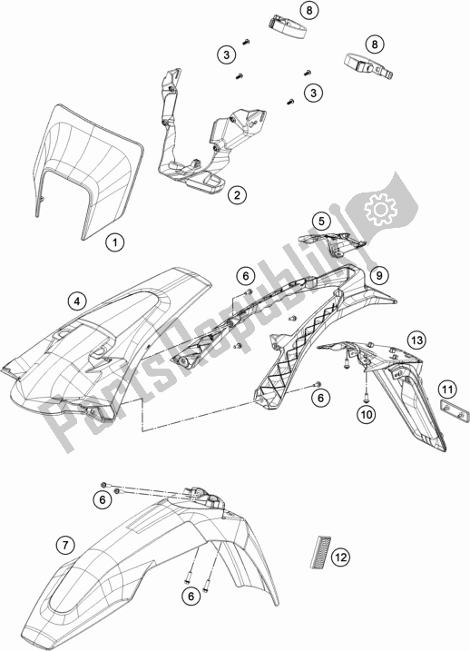 All parts for the Mask, Fenders of the Husqvarna FE 350 2018