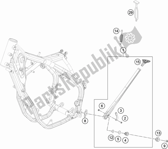 All parts for the Side / Center Stand of the Husqvarna FE 350 2018