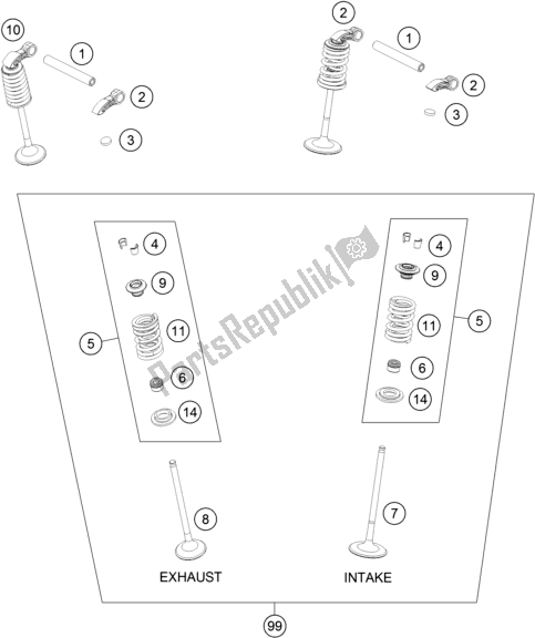 All parts for the Valve Drive of the Husqvarna FE 350 2018