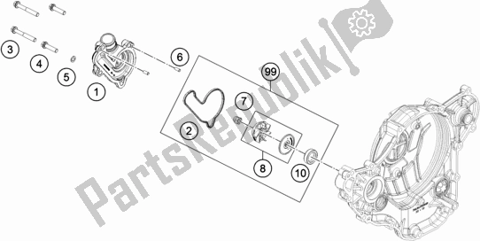 All parts for the Water Pump of the Husqvarna FE 350 2018