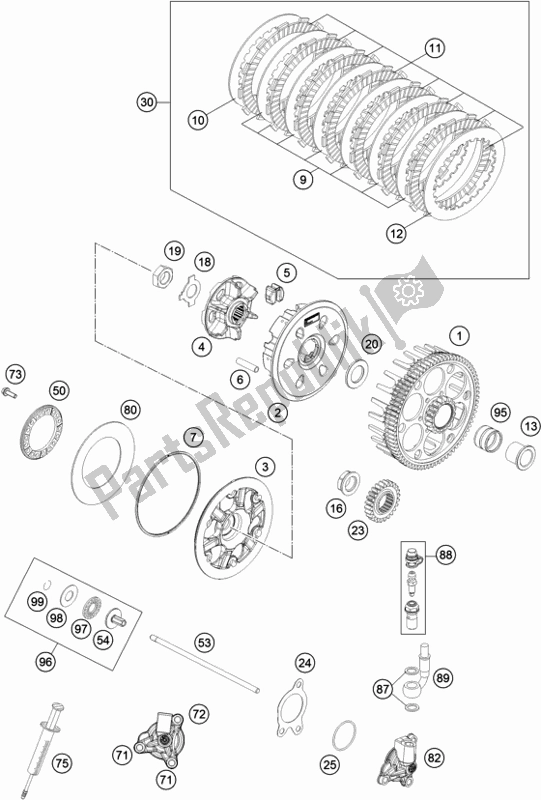 All parts for the Clutch of the Husqvarna FE 350 2019