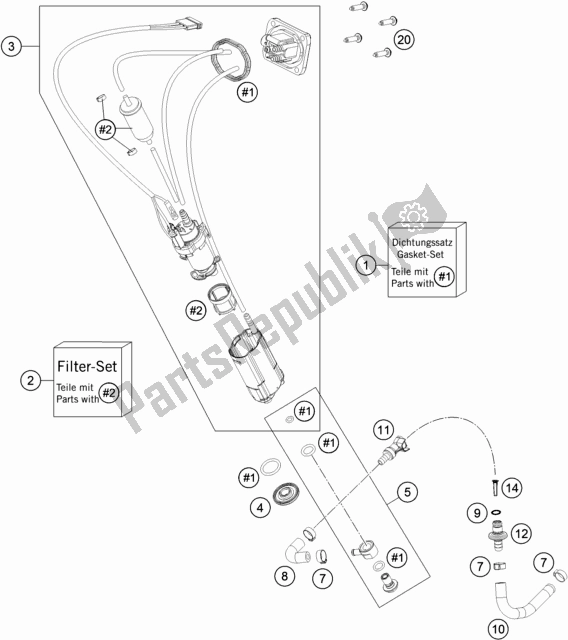 All parts for the Fuel Pump of the Husqvarna FE 350 2019