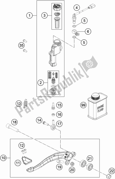 All parts for the Rear Brake Control of the Husqvarna FE 350 2019