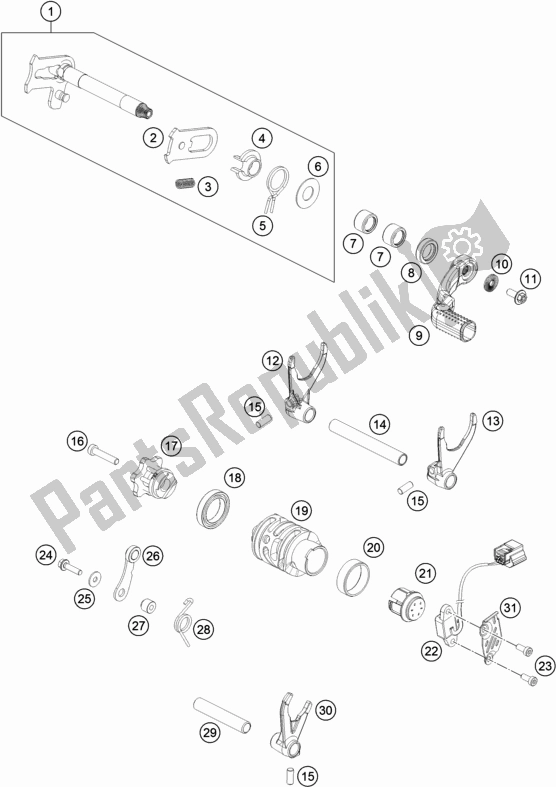 Alle onderdelen voor de Schakelmechanisme van de Husqvarna FE 350 2019