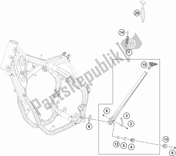 All parts for the Side / Center Stand of the Husqvarna FE 350 2019