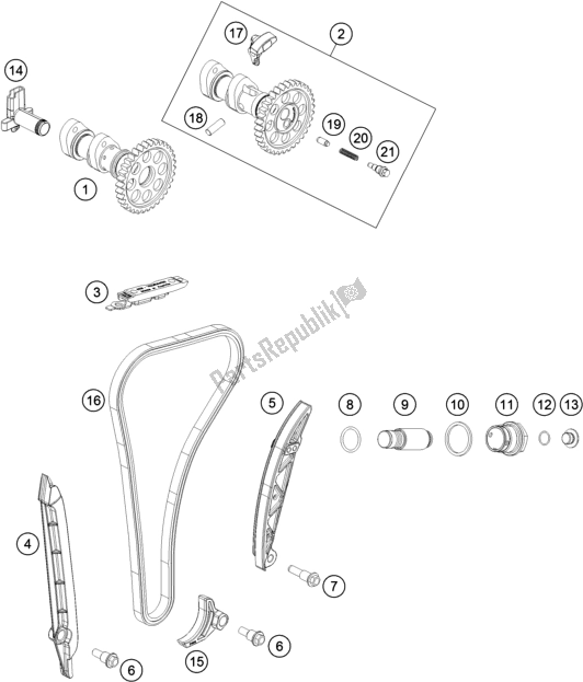 All parts for the Timing Drive of the Husqvarna FE 350 2019