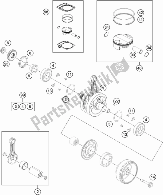 All parts for the Crankshaft, Piston of the Husqvarna FE 350 EU 2016