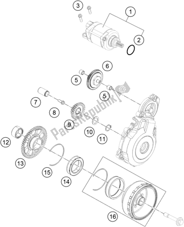 All parts for the Electric Starter of the Husqvarna FE 350 EU 2016