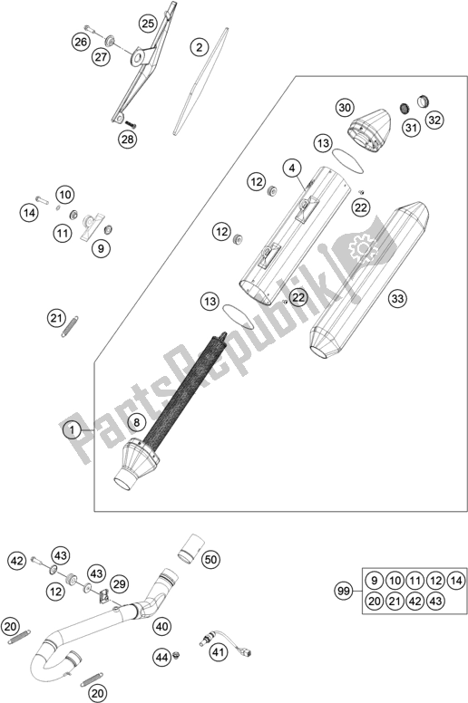 All parts for the Exhaust System of the Husqvarna FE 350 EU 2016