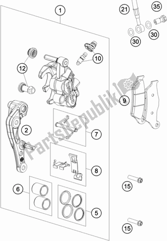 All parts for the Front Brake Caliper of the Husqvarna FE 350 EU 2016