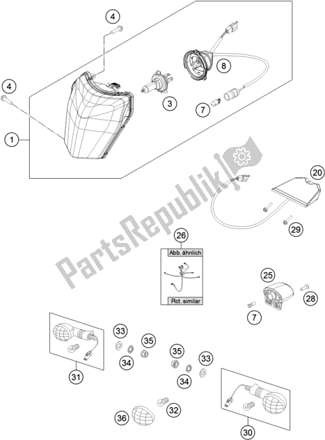 Todas as partes de Sistema De Luz do Husqvarna FE 350 EU 2016