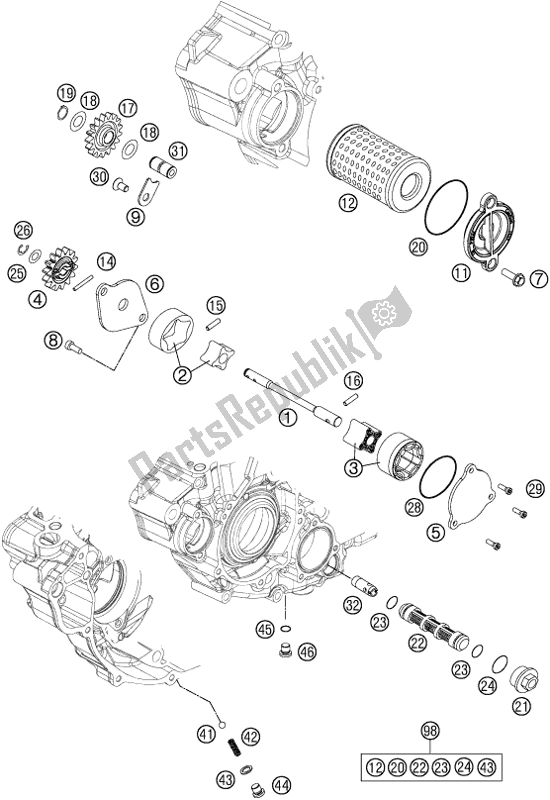 All parts for the Lubricating System of the Husqvarna FE 350 EU 2016