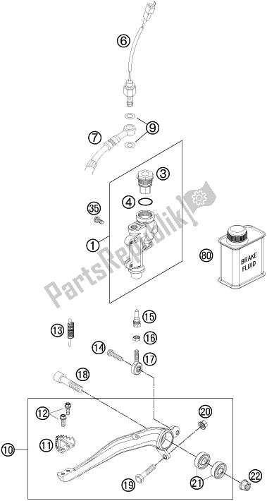 All parts for the Rear Brake Control of the Husqvarna FE 350 EU 2016