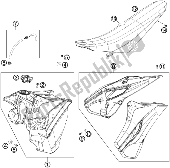 All parts for the Tank, Seat of the Husqvarna FE 350 EU 2016