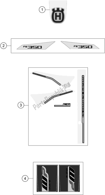 Toutes les pièces pour le Décalque du Husqvarna FE 350 EU 2017