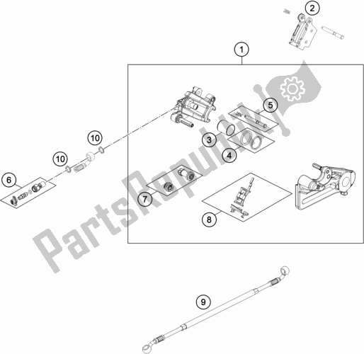 All parts for the Rear Brake Caliper of the Husqvarna FE 350 EU 2018