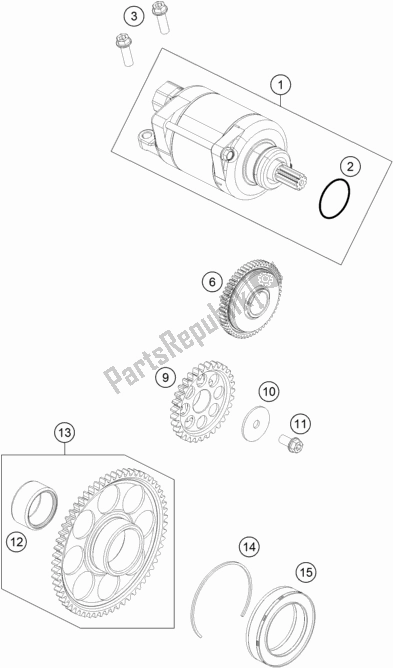All parts for the Electric Starter of the Husqvarna FE 350 EU 2019