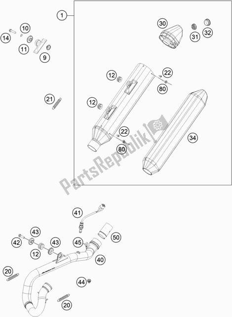 Todas las partes para Sistema De Escape de Husqvarna FE 350 EU 2019