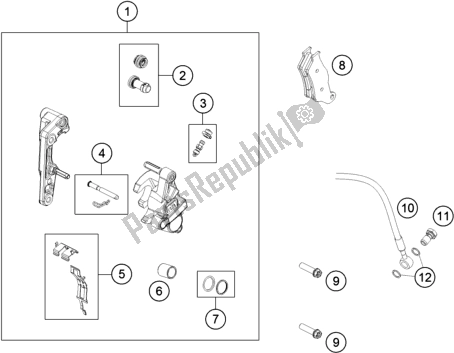 All parts for the Front Brake Caliper of the Husqvarna FE 350 EU 2019