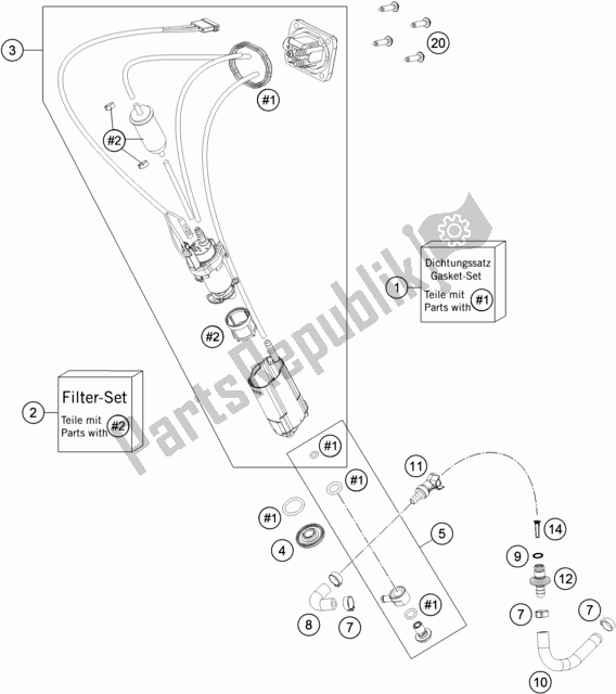 Wszystkie części do Pompa Paliwowa Husqvarna FE 350 EU 2019