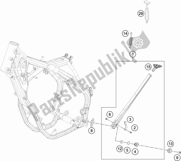 Todas as partes de Suporte Lateral / Central do Husqvarna FE 350 EU 2019