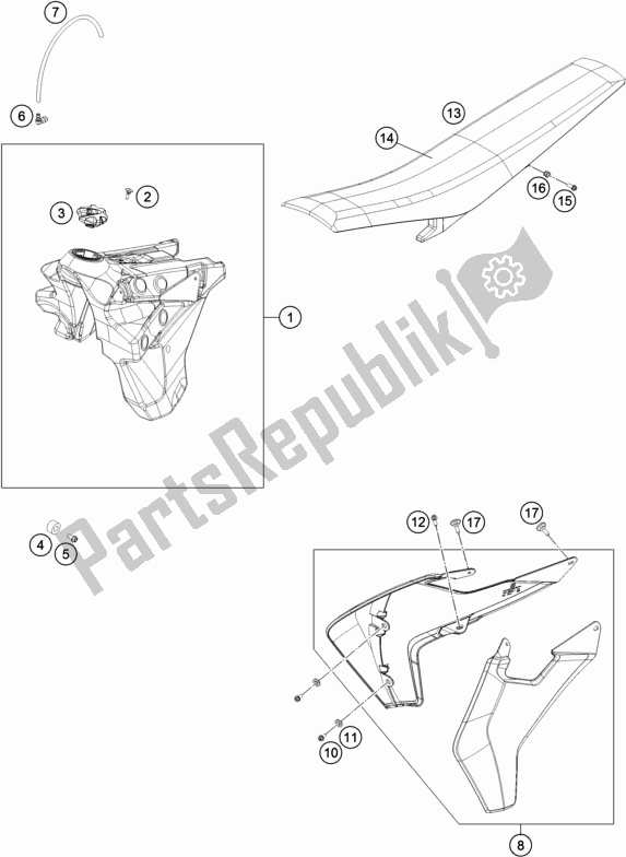 All parts for the Tank, Seat of the Husqvarna FE 350 EU 2019