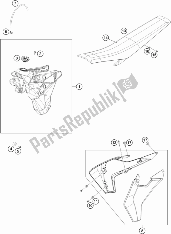 Toutes les pièces pour le Réservoir, Siège du Husqvarna FE 350 EU 2019