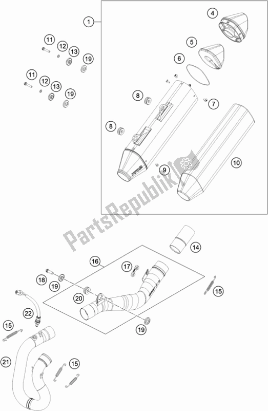 All parts for the Exhaust System of the Husqvarna FE 350 EU 2020