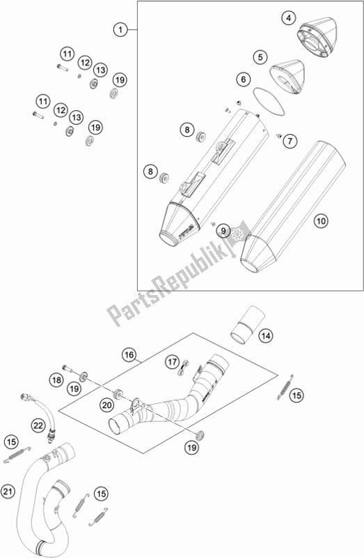 All parts for the Exhaust System of the Husqvarna FE 350 EU 2020