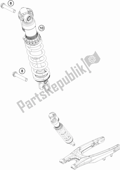 All parts for the Shock Absorber of the Husqvarna FE 350 EU 2020