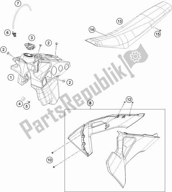 All parts for the Tank, Seat of the Husqvarna FE 350 EU 2020