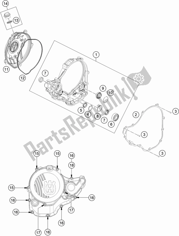 All parts for the Clutch Cover of the Husqvarna FE 350 EU 2021