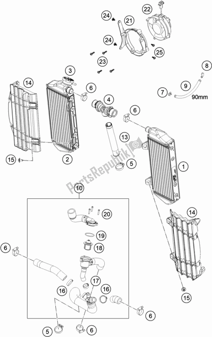 All parts for the Cooling System of the Husqvarna FE 350 EU 2021