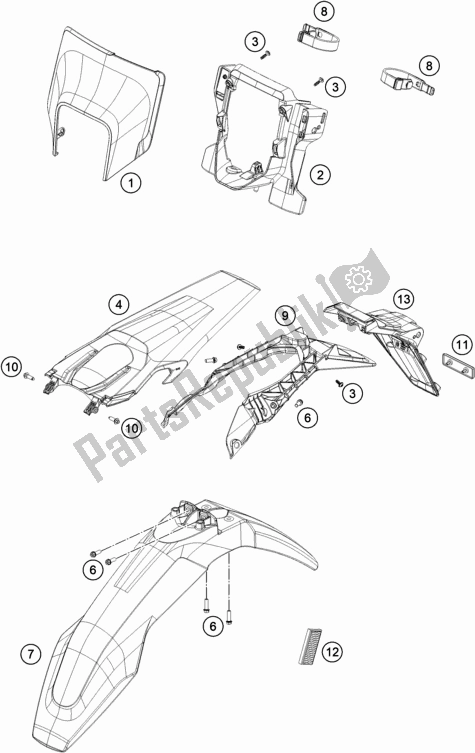 All parts for the Mask, Fenders of the Husqvarna FE 350 EU 2021