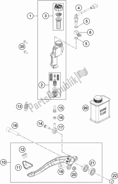 All parts for the Rear Brake Control of the Husqvarna FE 350 EU 2021