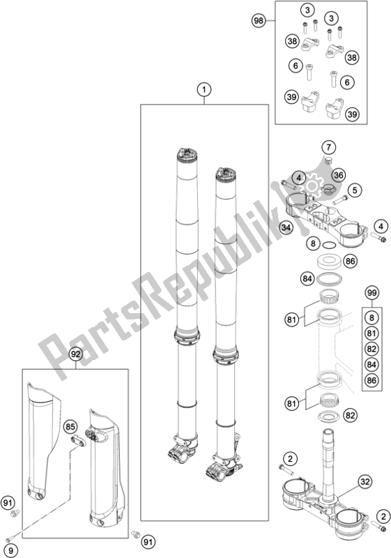 Todas as partes de Garfo Dianteiro, Braçadeira Tripla do Husqvarna FE 350 EU 2022