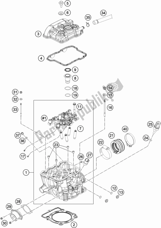 All parts for the Cylinder Head of the Husqvarna FE 350 Rockstar Edition EU 2021