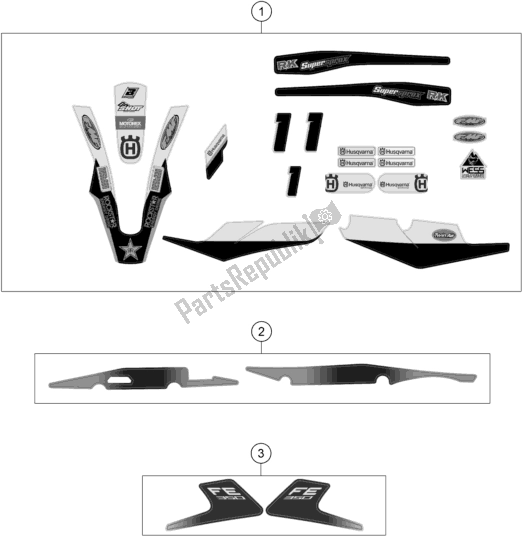 All parts for the Decal of the Husqvarna FE 350 Rockstar Edition EU 2021