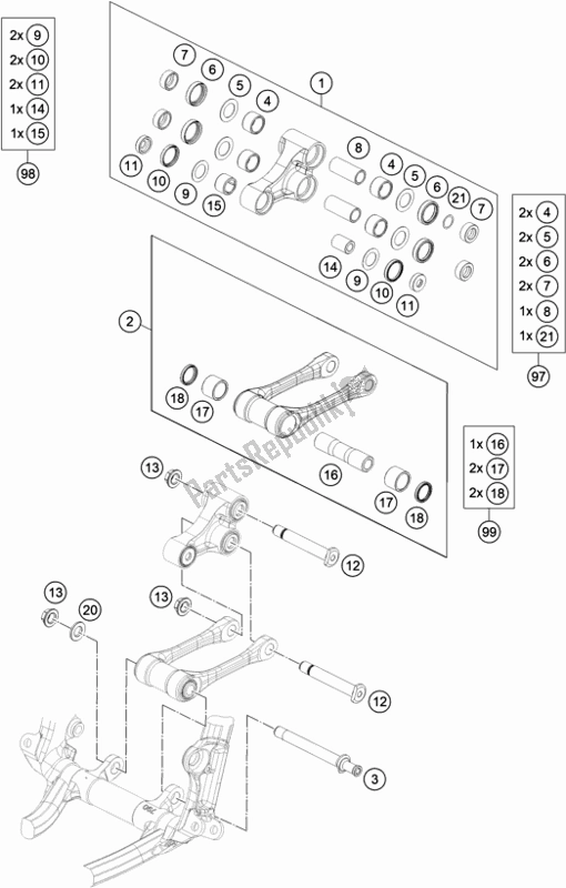 All parts for the Pro Lever Linking of the Husqvarna FE 350 Rockstar Edition EU 2021