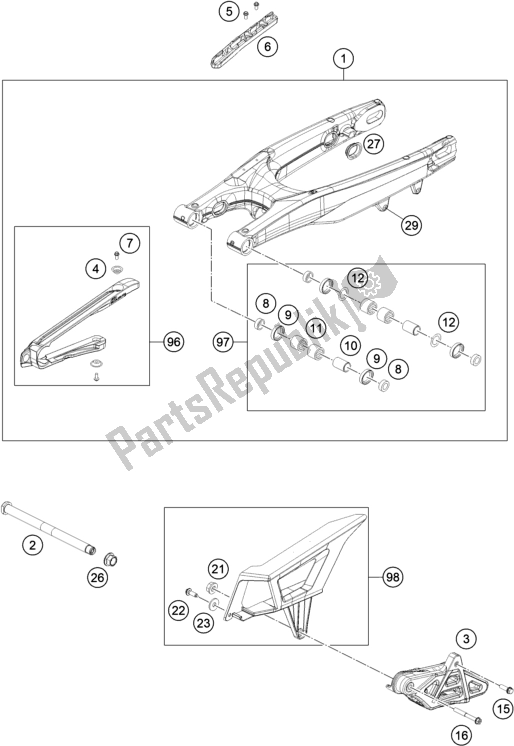 Todas las partes para Brazo Oscilante de Husqvarna FE 350 Rockstar Edition EU 2021