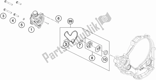 All parts for the Water Pump of the Husqvarna FE 350 Rockstar Edition EU 2021