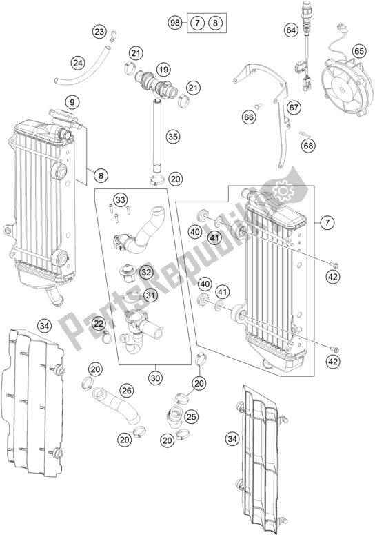 Toutes les pièces pour le Système De Refroidissement du Husqvarna FE 450 2016