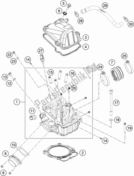 All parts for the Cylinder Head of the Husqvarna FE 450 2017