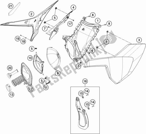 Alle onderdelen voor de Luchtfilter van de Husqvarna FE 450 2018