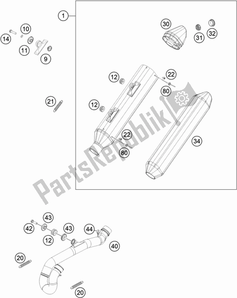 All parts for the Exhaust System of the Husqvarna FE 450 2018