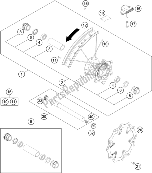 Toutes les pièces pour le Roue Avant du Husqvarna FE 450 2018