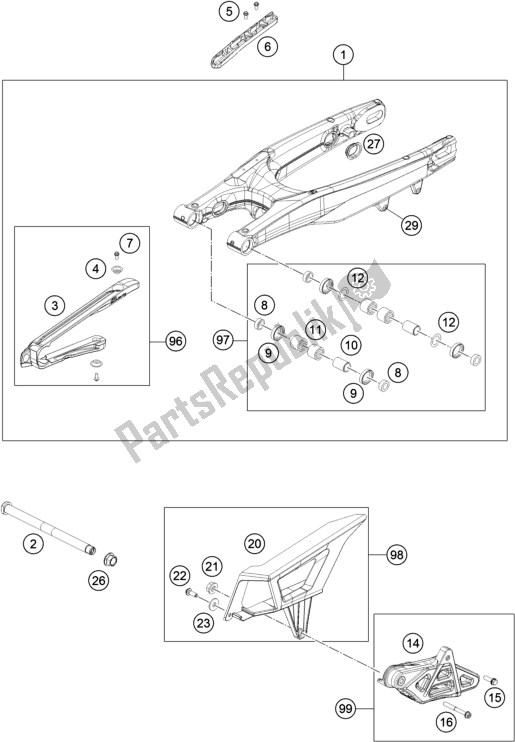 Toutes les pièces pour le Bras Oscillant du Husqvarna FE 450 2018