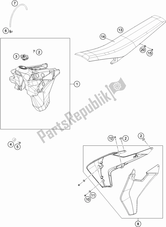 Toutes les pièces pour le Réservoir, Siège du Husqvarna FE 450 2018