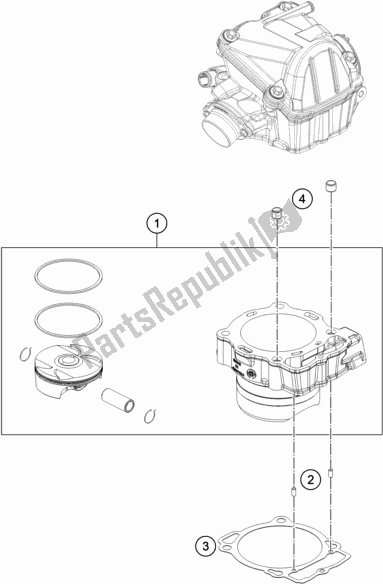 All parts for the Cylinder of the Husqvarna FE 450 2019